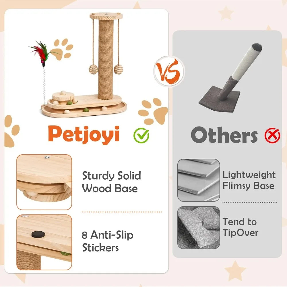 KYJGCN Sisal Cat Scratching Post TwoTier Ball Track Toy