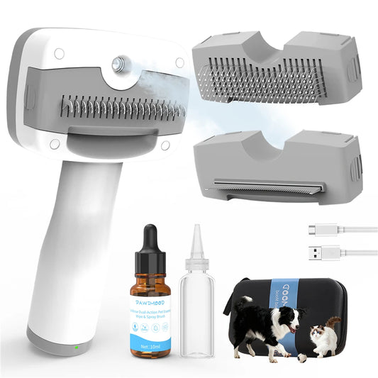 3 In 1 Steam Brush For Dogs And Cats Deshedding