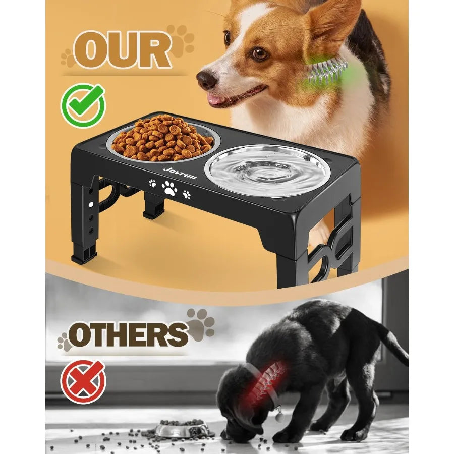 High Concerned Elevated Dog Feeder With Stainless Steel Dishes