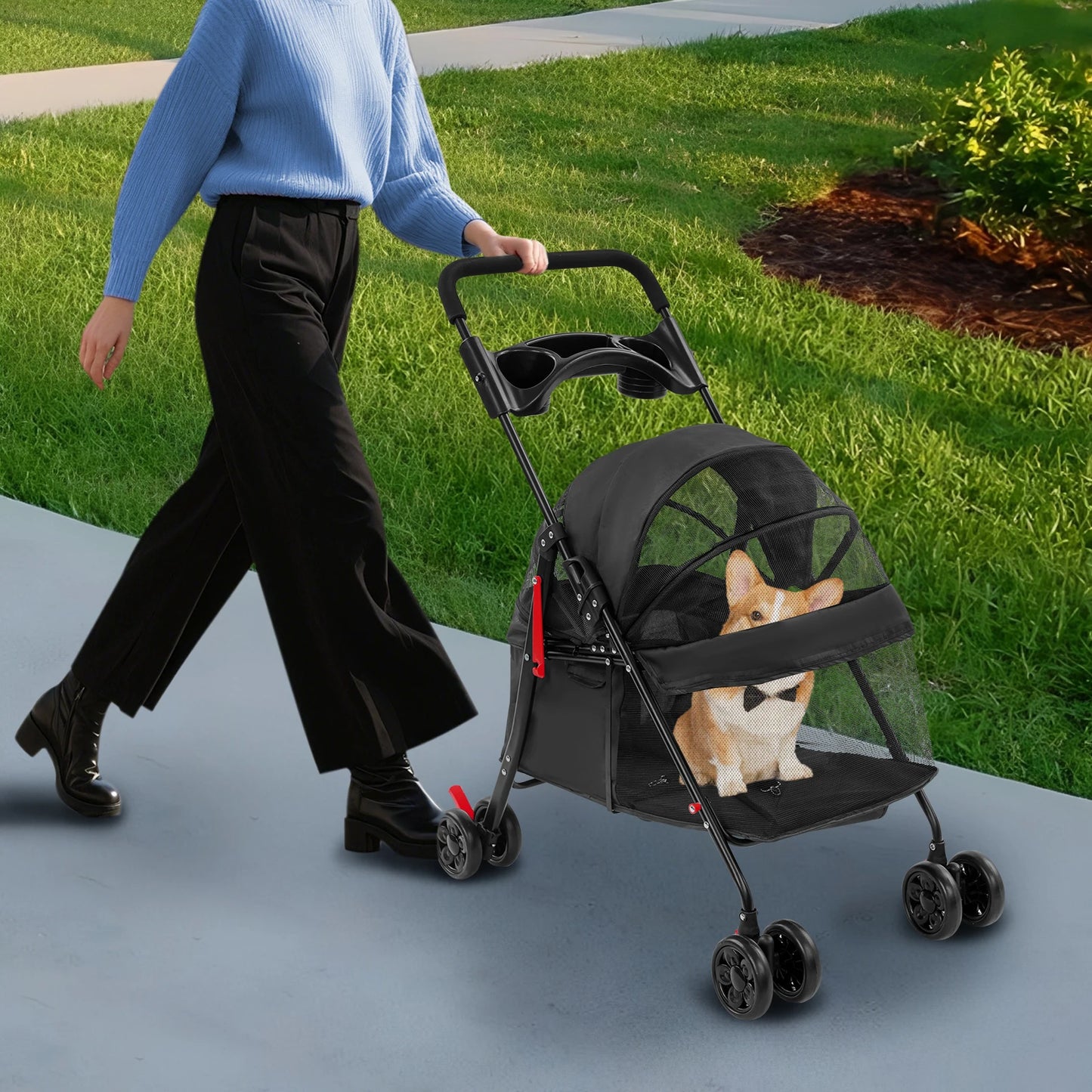 Foldable Pet Stroller For Dogs And Cats