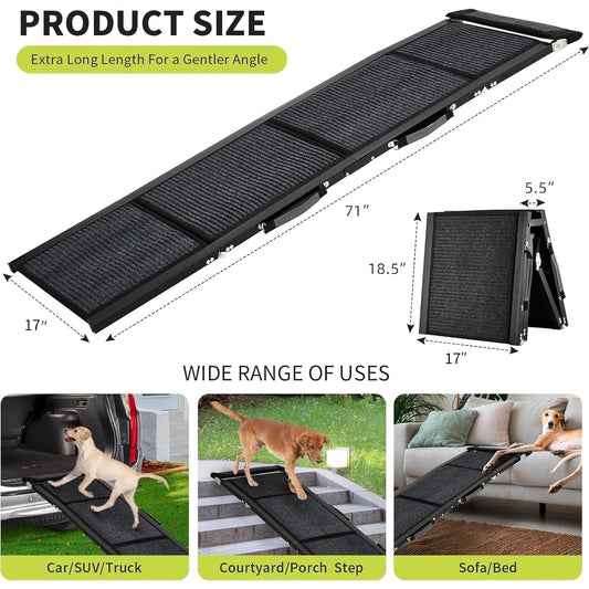 HiMISSDog Upgraded Car Ramp For Dogs Folding Non Slip Surface