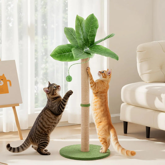 JHK Palm Tree Cat Scratching Post 33In For Indoor Cats With Dangling Ball