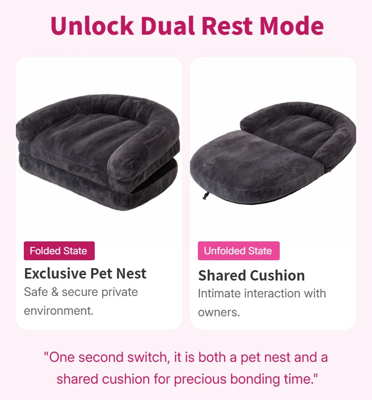 Dual Use Pet Bed Cozy Cuddler Mat For Shared Restful