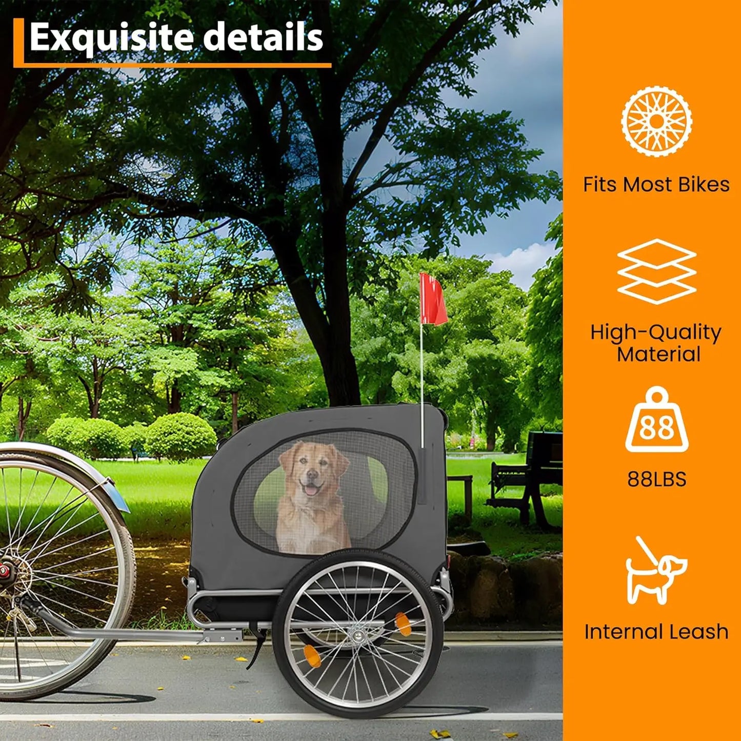 Steel Dog Bike Trailer with Universal Coupler