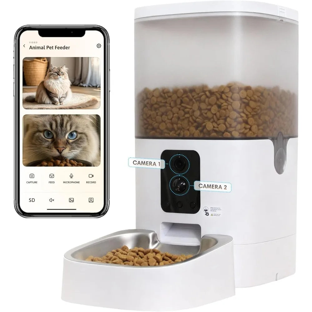 Automatic Cat Feeder With Dual Camera AI Detection WiFi App