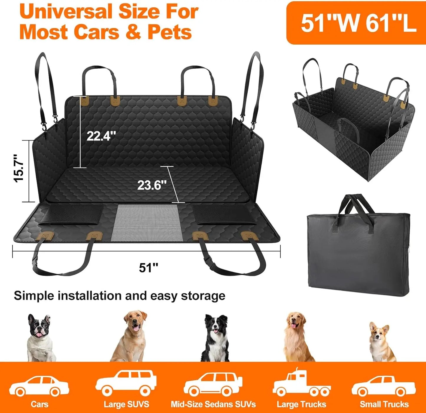 WedyvkoCN Waterproof Dog Car Hammock Seat Cover Protector