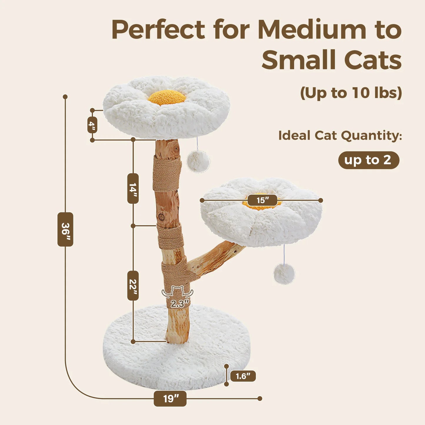 PEQULTICN Solid Wood Cat Tree Tower With Condo And Perches