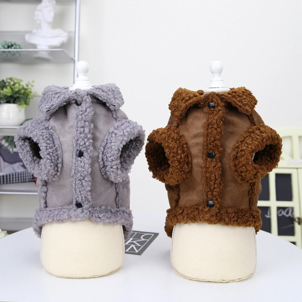 NONECN British Style Dog Jacket Lamb Fleece Winter Coat