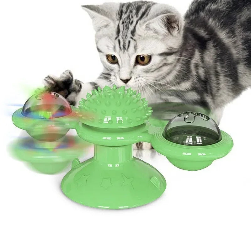 Windmill Cat Toy Interactive Puzzle Turntable for Cats and Kittens
