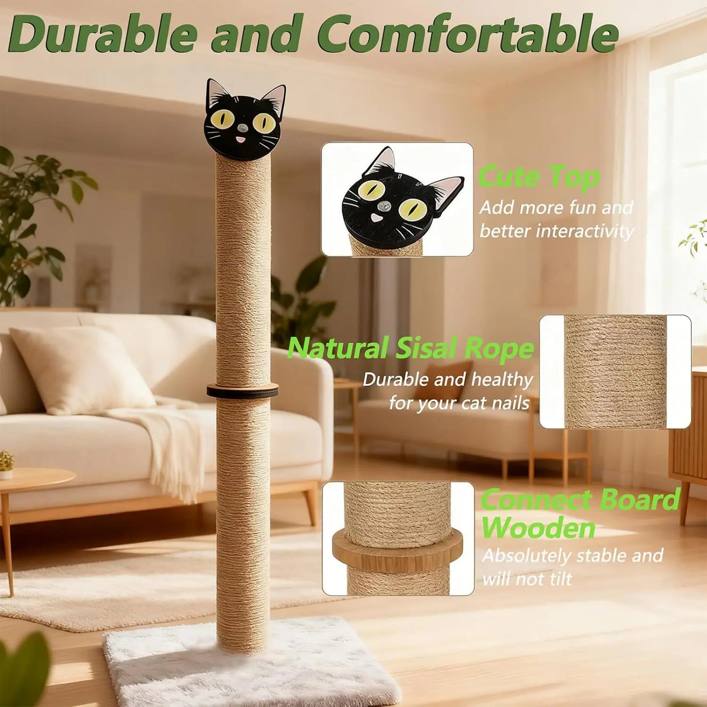 Cat Scratching Post With Sisal And Plush Pad Indoor Cats