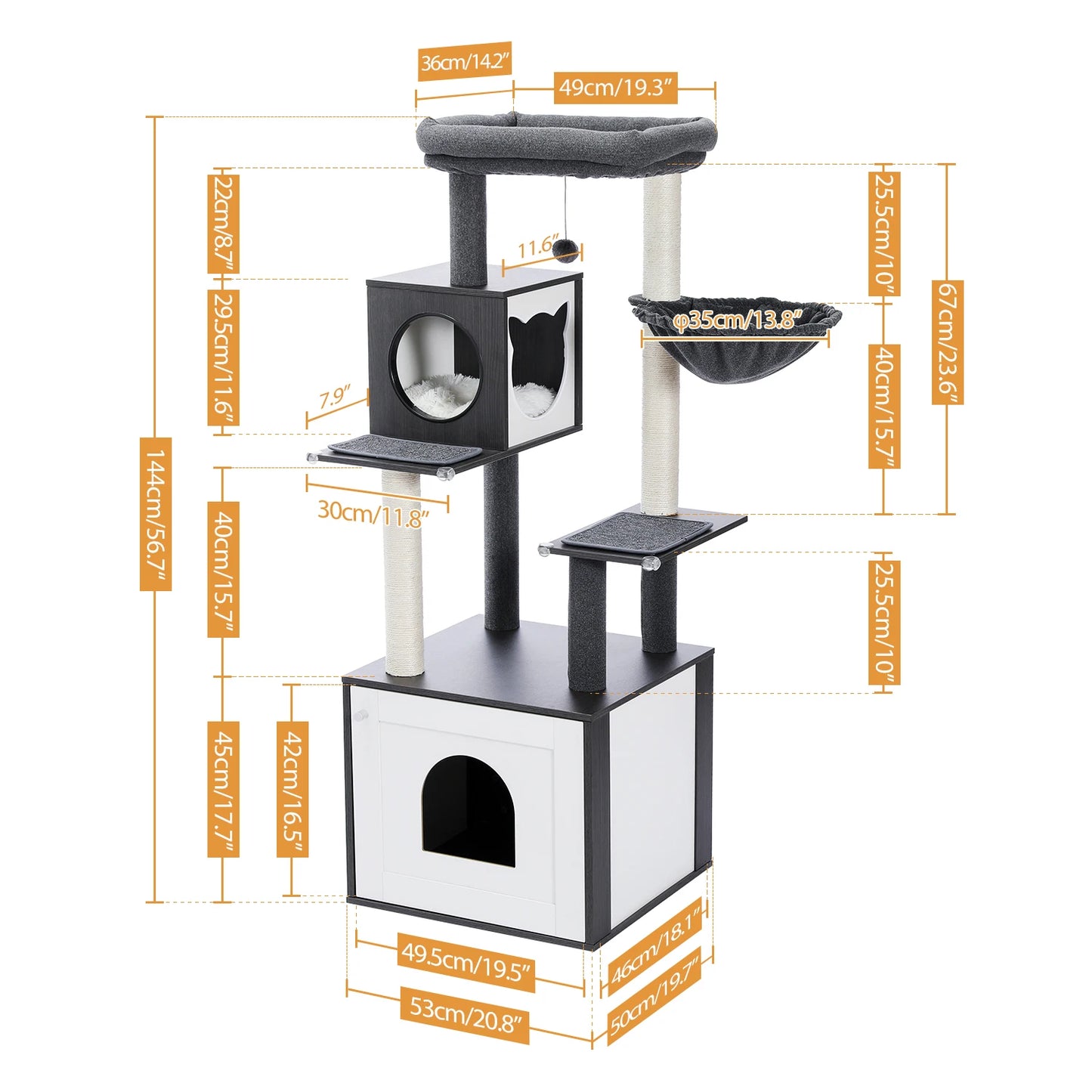 PAWZ Road Multi-Level Cat Tree Tower With Scratching Posts Durable
