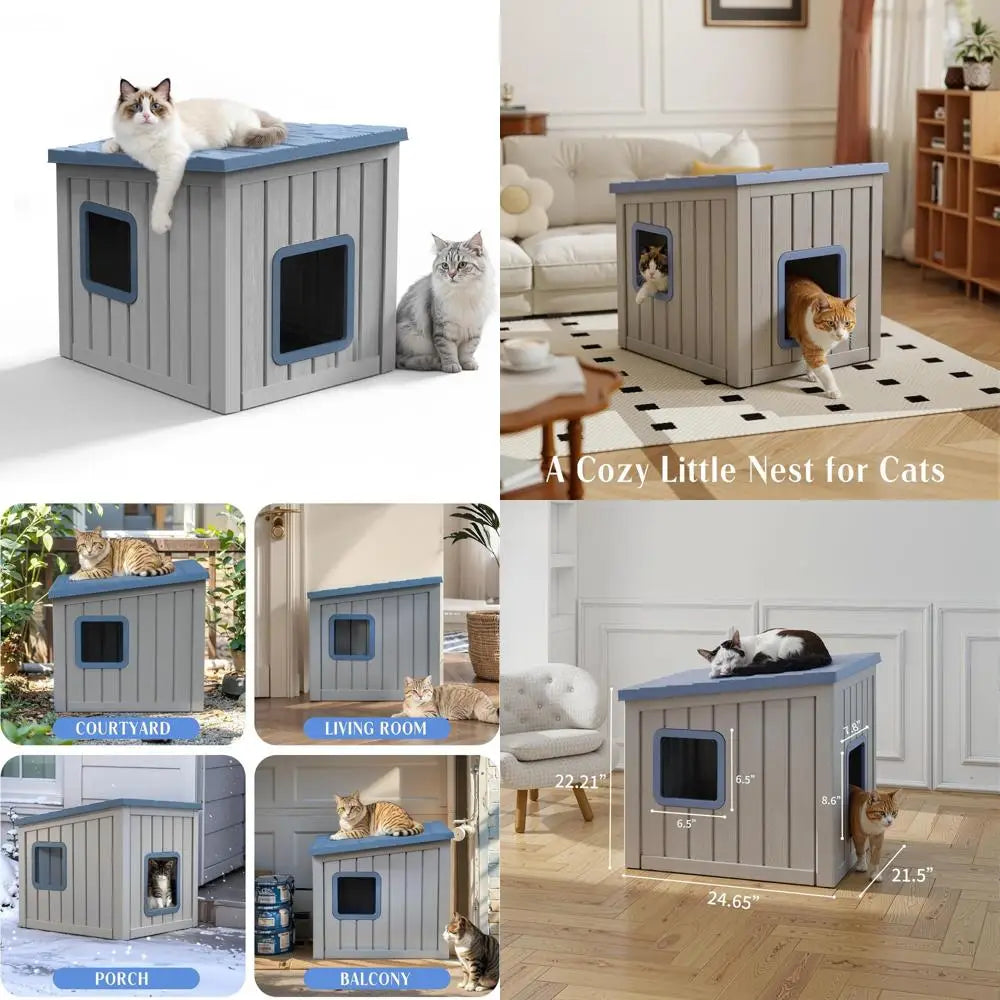 Waterproof Outdoor Resin Cat House For Feral Cats Durable