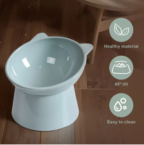 AEHOME Tilted Cat Bowl Ergonomic Raised Non Slip Anti Vomit