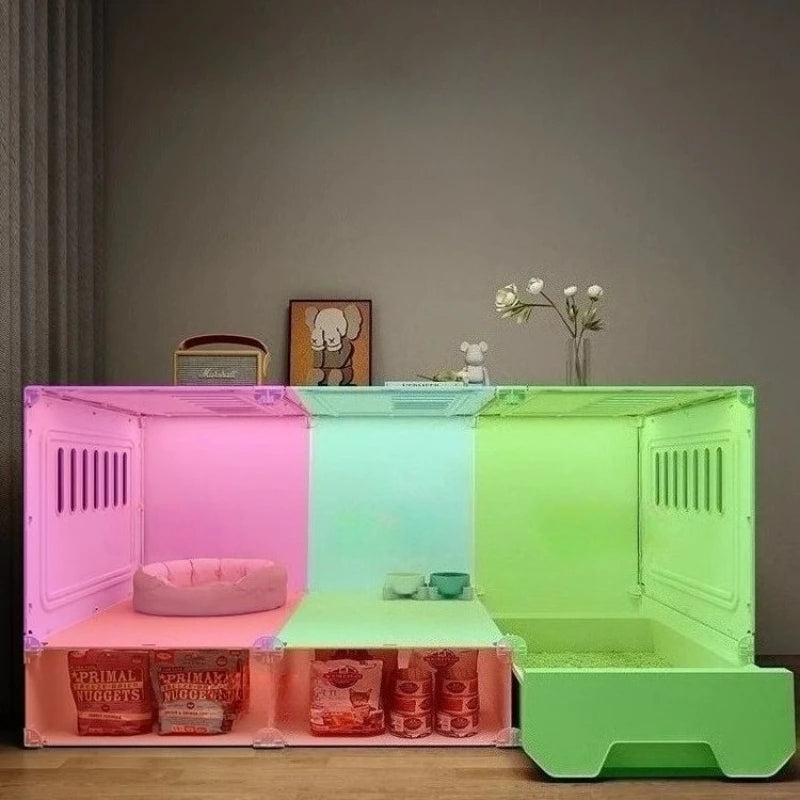 LZJV Cat Habitat Enclosure With Transparent Drawer And Storage