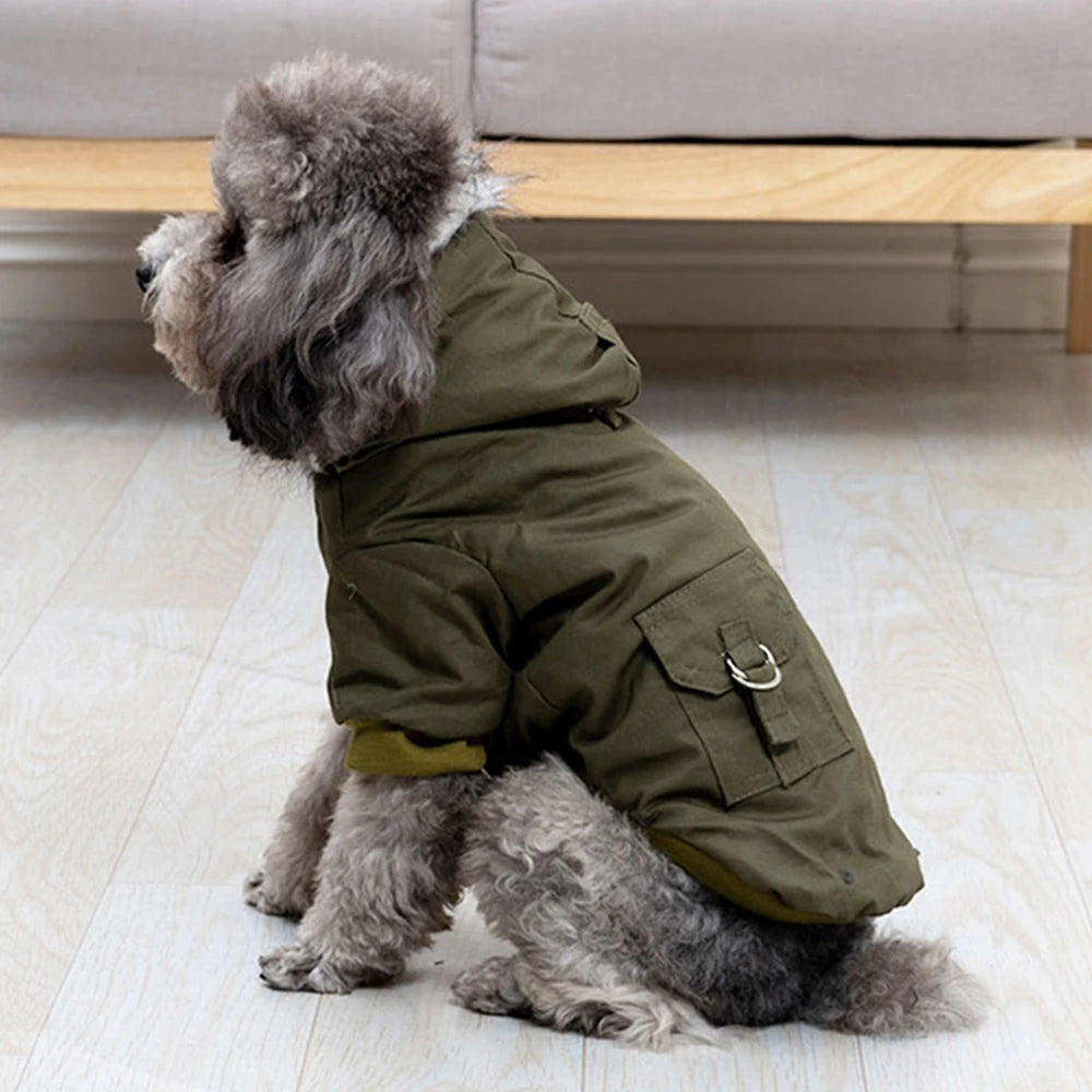 Dog Jacket With Harness Winter Windproof Coat For Outdoor Hiking