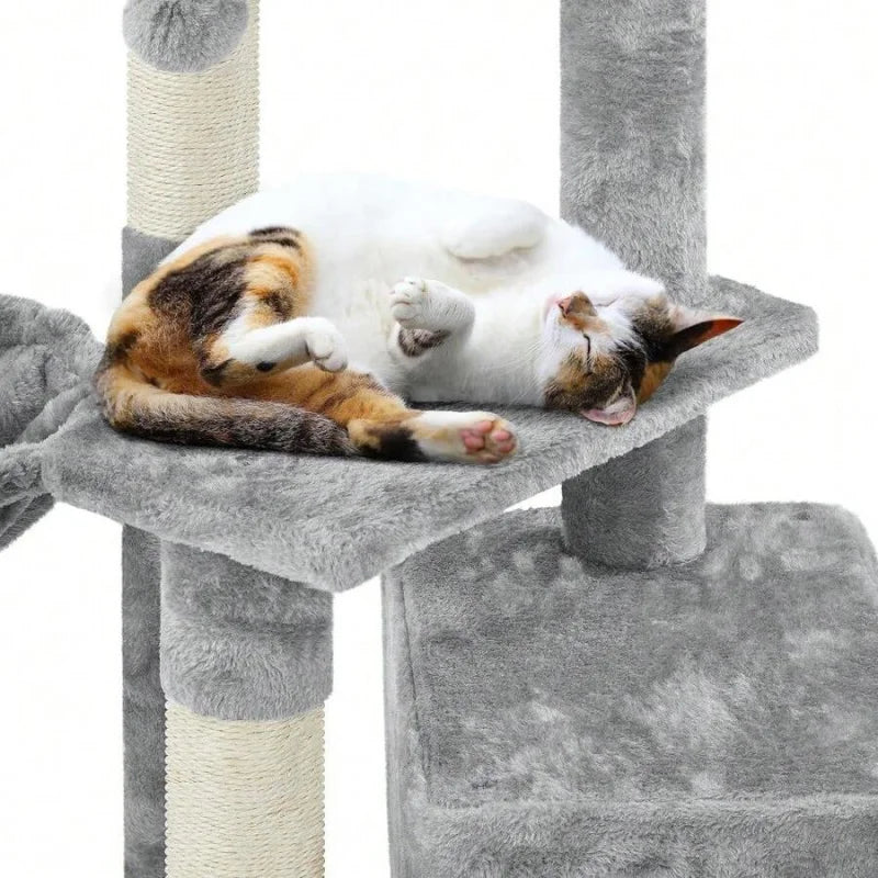 Cat Tree With Condo Platform And Basket For Indoor Cats