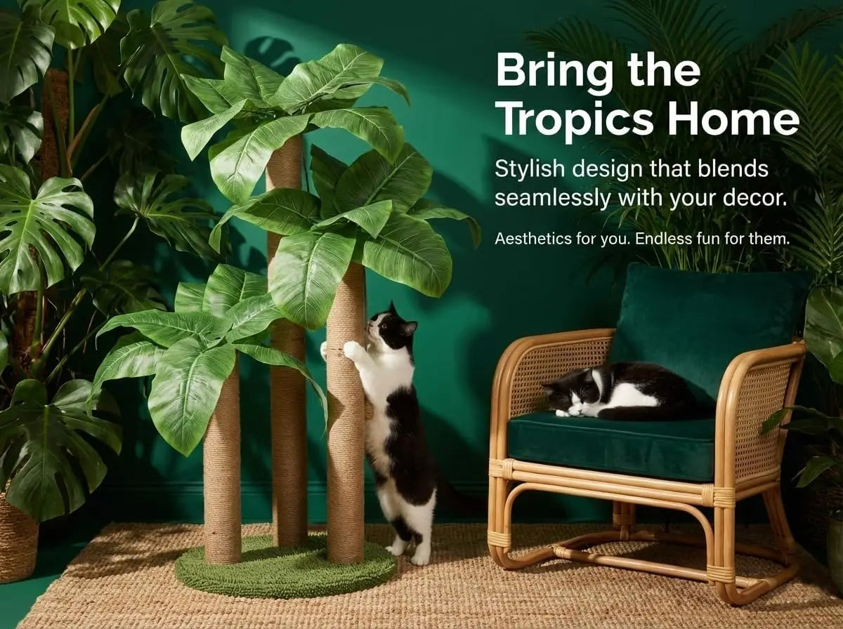 LEMONDAD Cat Scratching Tree With 3 Poles And 2 Dangling Balls