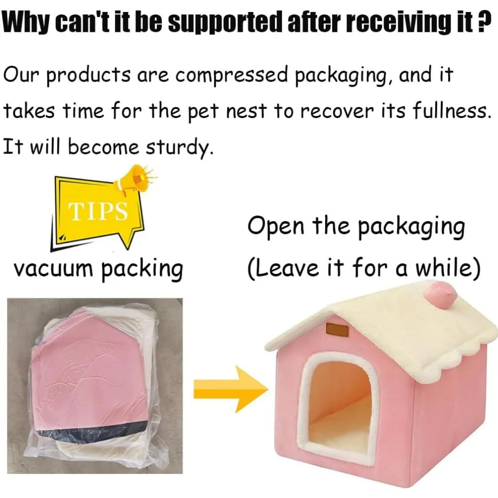 Foldable Indoor Memory Sponge Dog House Bed With Cushion Comfort