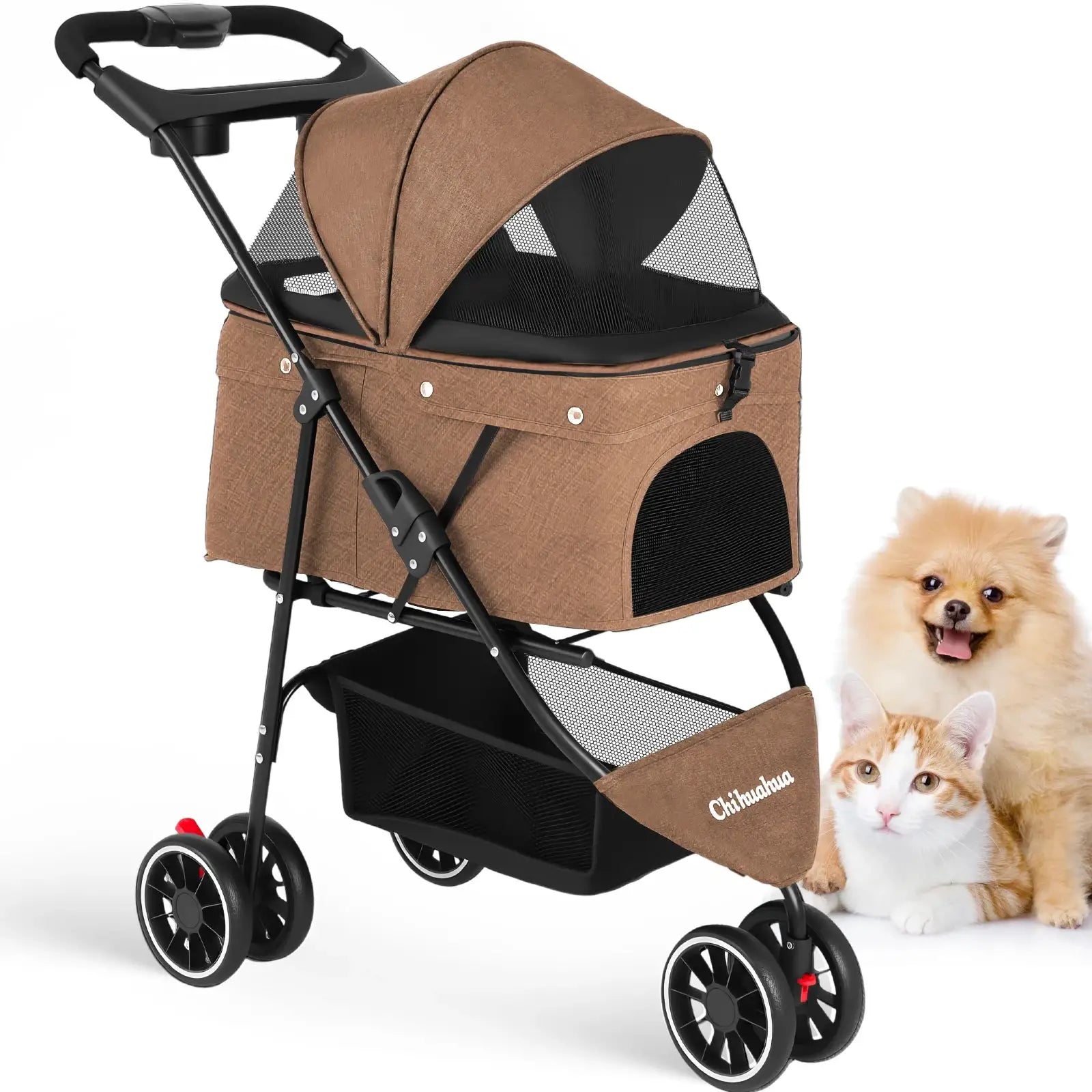 Chihuahua Pet Stroller for Dogs and Cats Portable Foldable Carrier by Furtastic Pet Essentials