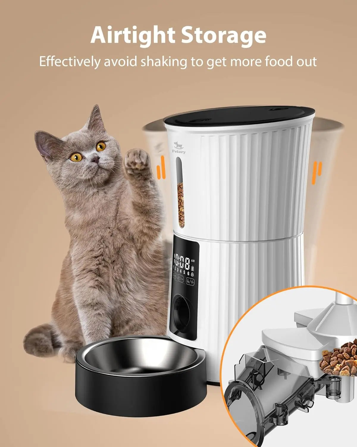 Automatic Cat Feeder With Timer 4L Food Dispenser 6 Meals