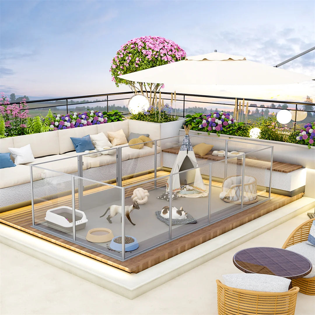 BINGOPAW Whelping Acrylic Dog Playpen With Waterproof Pad