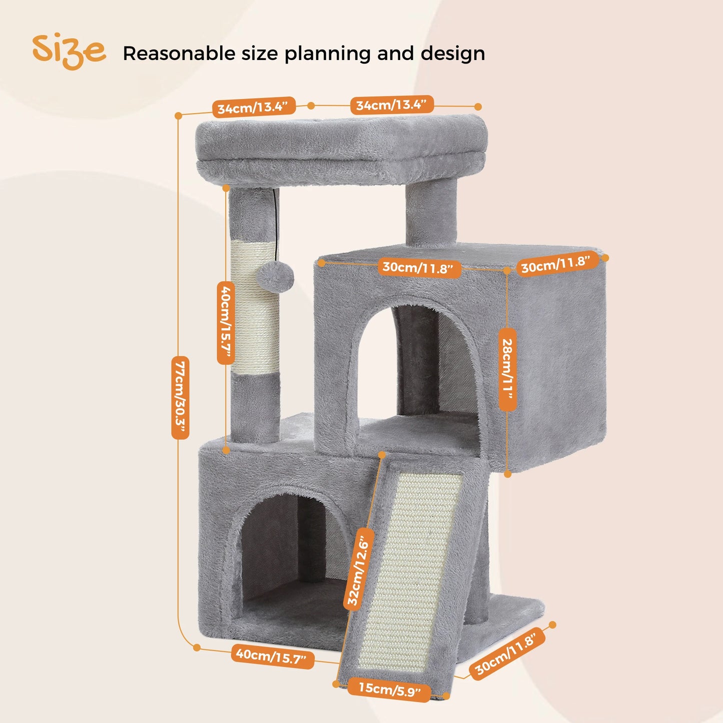 PEQULTICN Cat Tree For Indoor Cats Multi Level Tower With Sisal Scratching Post