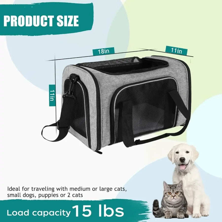 Portable Foldable Soft Sided Pet Carrier For Cats And Dogs