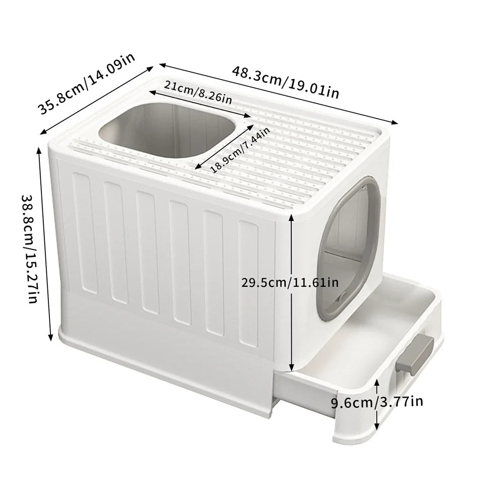 Cat Litter Box Hooded Tray With Front And Top Access