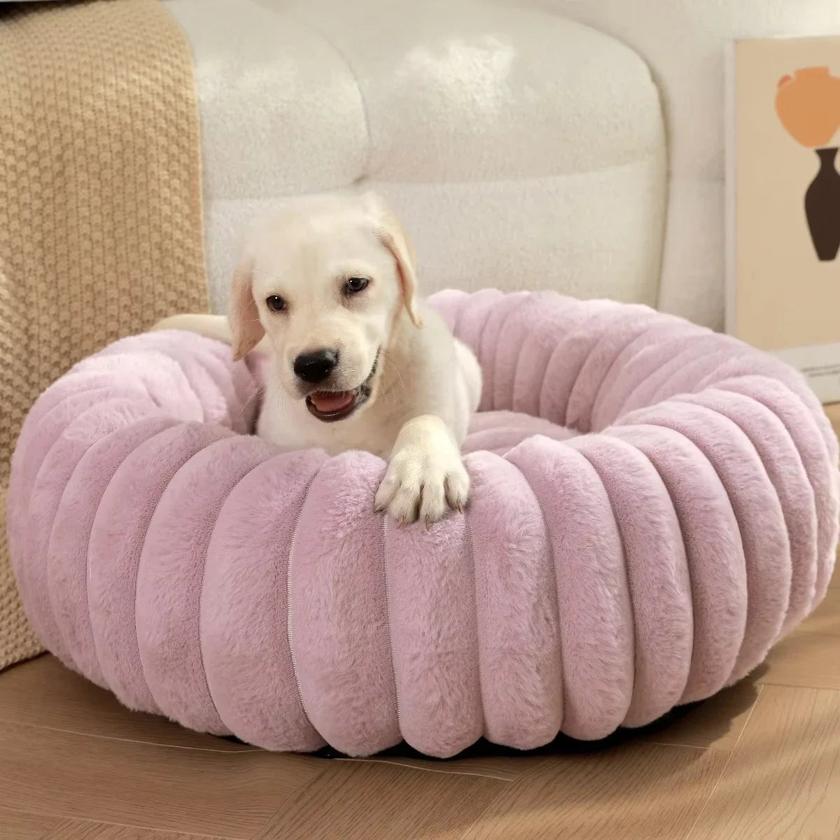 NONECN Round Plush Dog Bed For Winter Warmth