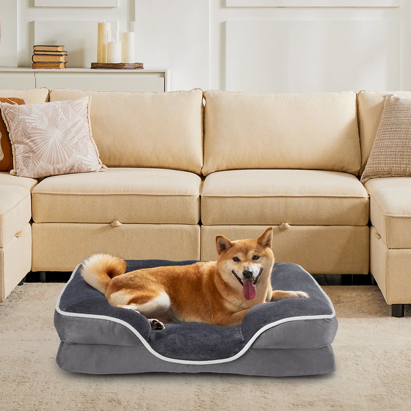 JHK Orthopedic Dog Bed With Memory Foam And Washable Cover