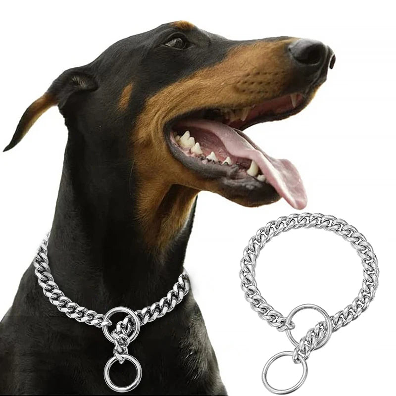 Stainless Steel Chain Collar For Dogs Cuban Link Training