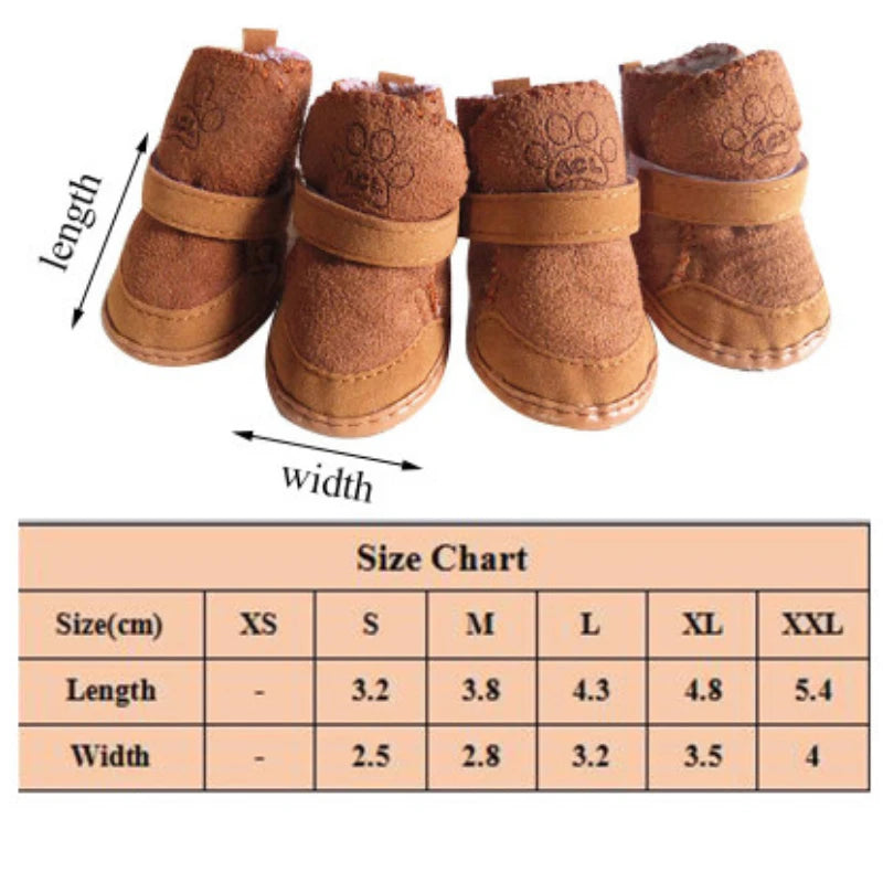 Dog Boots 4 Pack Thick Warm Shoes For Rain And Snow Puppies