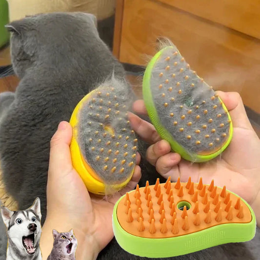 Pet Steam Brush Massager 3 In 1 Electric Grooming Comb