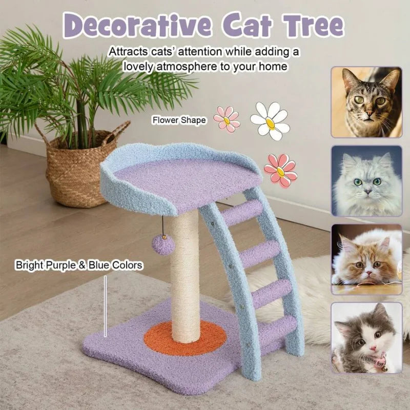 Two Tier Modern Cat Tree Tower Kitten Activity Center With Sisal Scratching Post