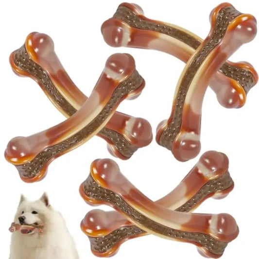 Dog Bones Chew Toys for Aggressive Chewers 6 Pack Real Chicken Flavor Indestructible Dog Teething Chew Toys for Large/Medium/Sm by Furtastic Pet Essentials