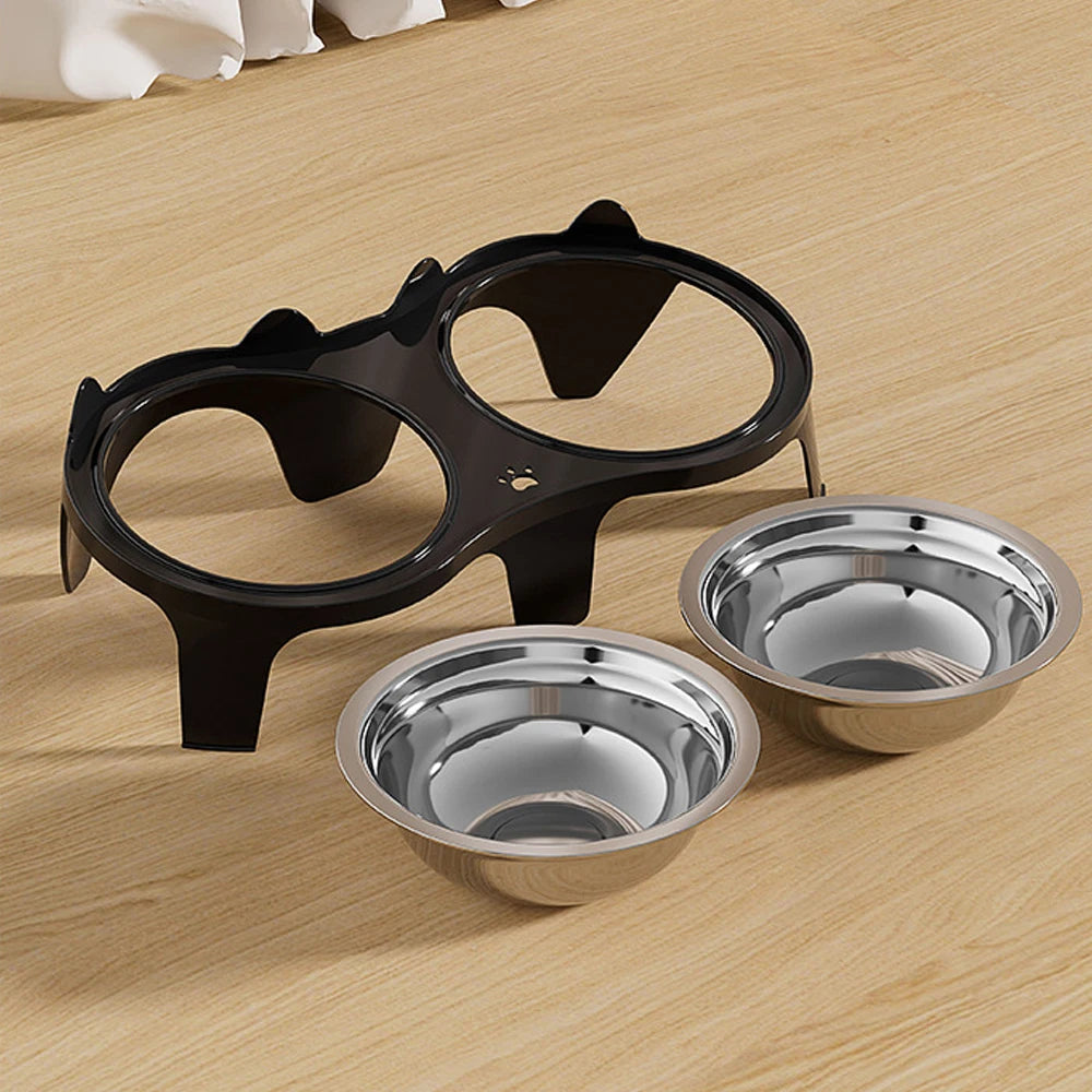 Stainless Steel Cat Food and Water Bowl Anti Tip Design