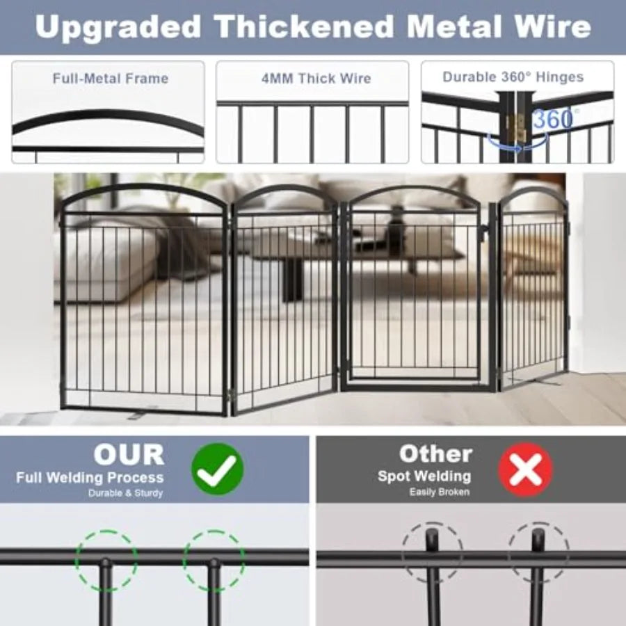 MDNGDog Full Metal Free Standing Dog Gate With Door