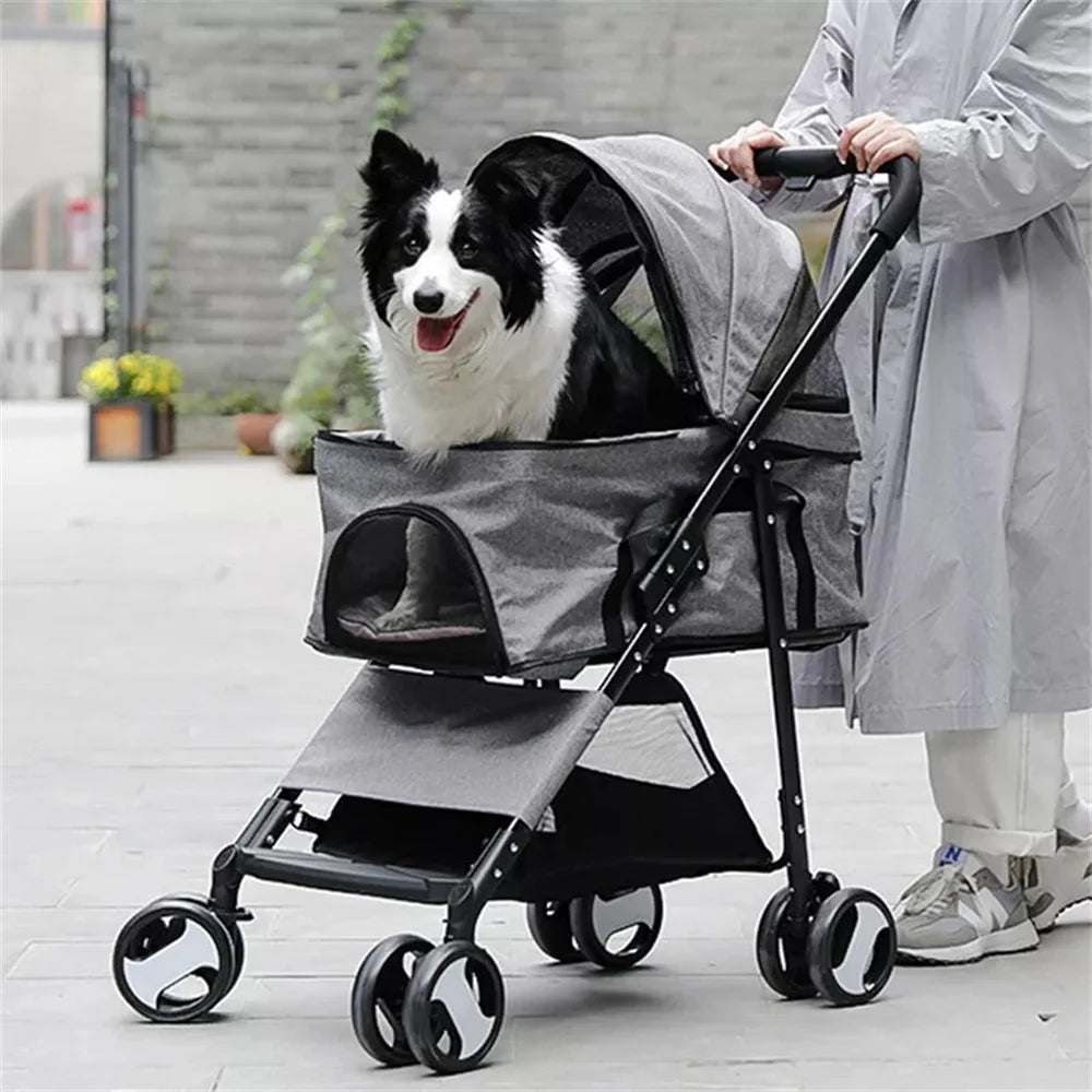 Foldable Pet Stroller For Cats And Dogs Travel Carrier