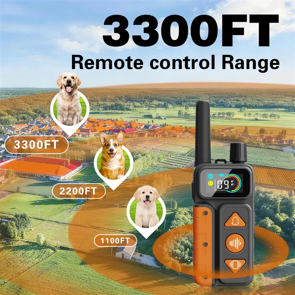 No Shock Dog Training Collar 1000m Range Vibrating IPX7