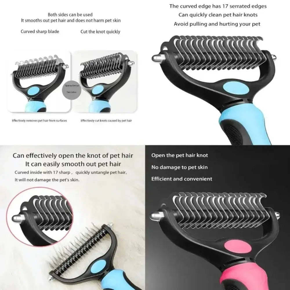Double Sided Stainless Steel Pet Grooming Brush Dog Cat Hair Remover Comb Tangle Removal Pet Supplies by Furtastic Pet Essentials