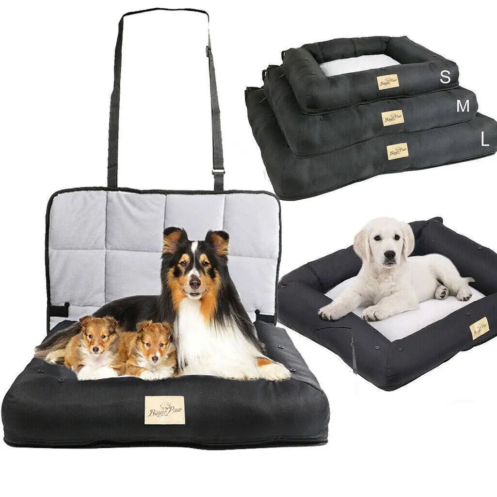 BINGOPAWCN Dog Car Seat Bed Waterproof With Removable Pad