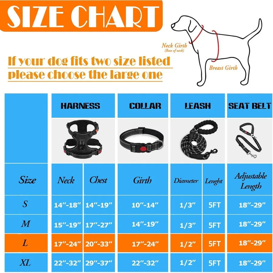 No Pull Dog Harness Set Leash Seat Belt Collapsible Bowls