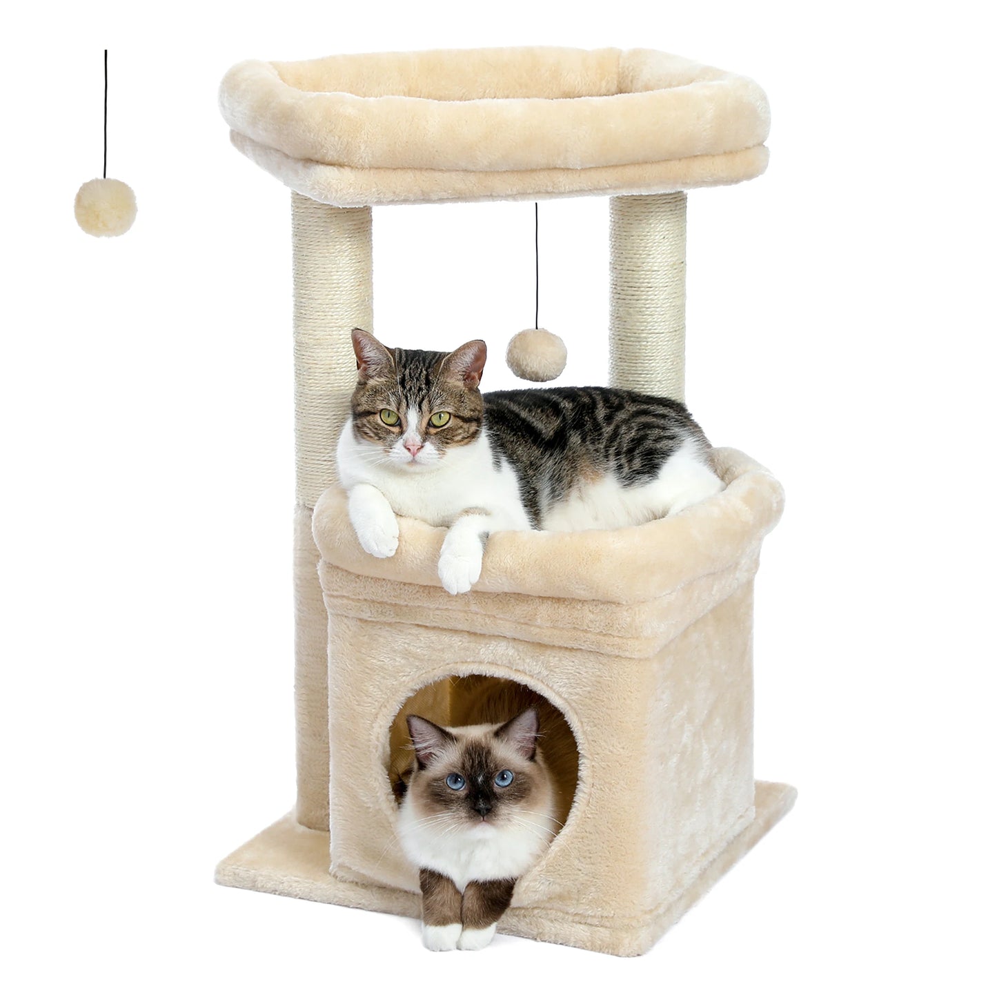 PEQULTICN Cat Tree Tower With Cozy Condo Plush Posts Sisal