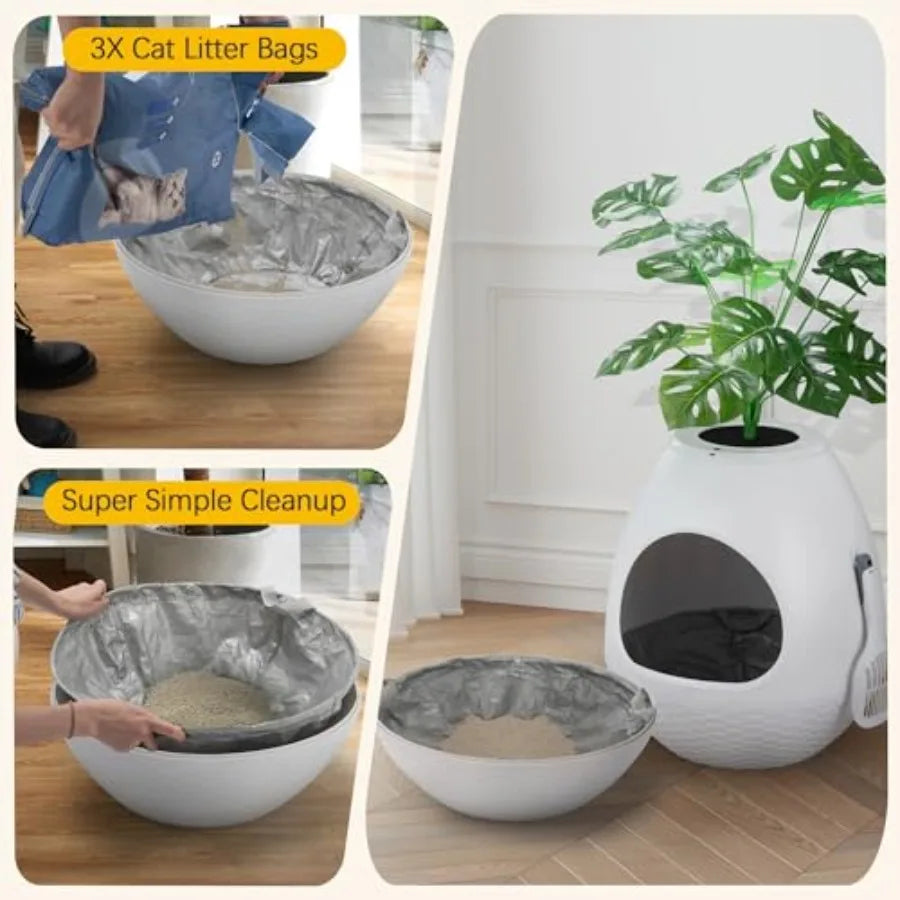 XMSJ Eggloa6 Hidden Litter Box With Plant Decor Odor Control