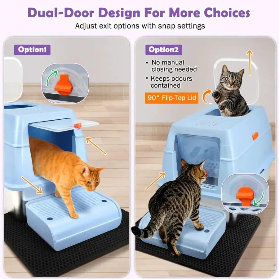 XL Stainless Steel Litter Box with Top Exit Design for EasyClean and Odor Control Fully Enclosed Structure with Activated Charc by Furtastic Pet Essentials