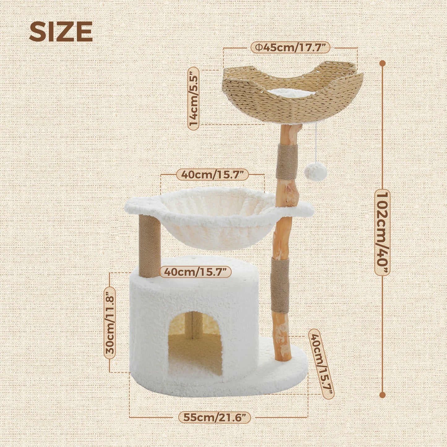 PEQULTICN Solid Wood Cat Tree Tower With Condo And Perches