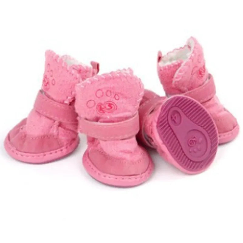 Dog Boots 4 Pack Thick Warm Shoes For Rain And Snow Puppies
