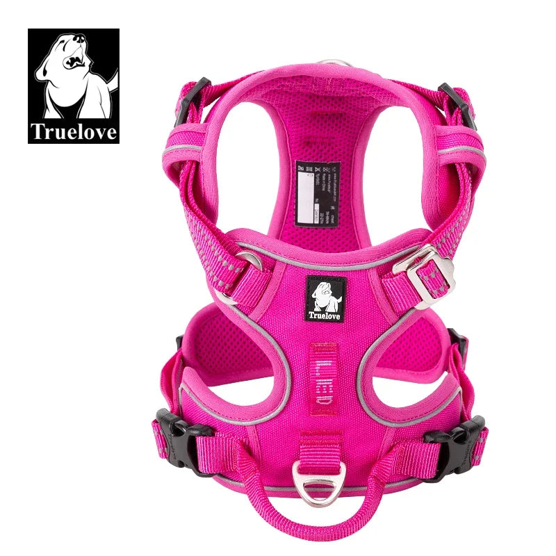 TRUELOVCN Reflective Nylon Dog Harness No Pull Adjustable