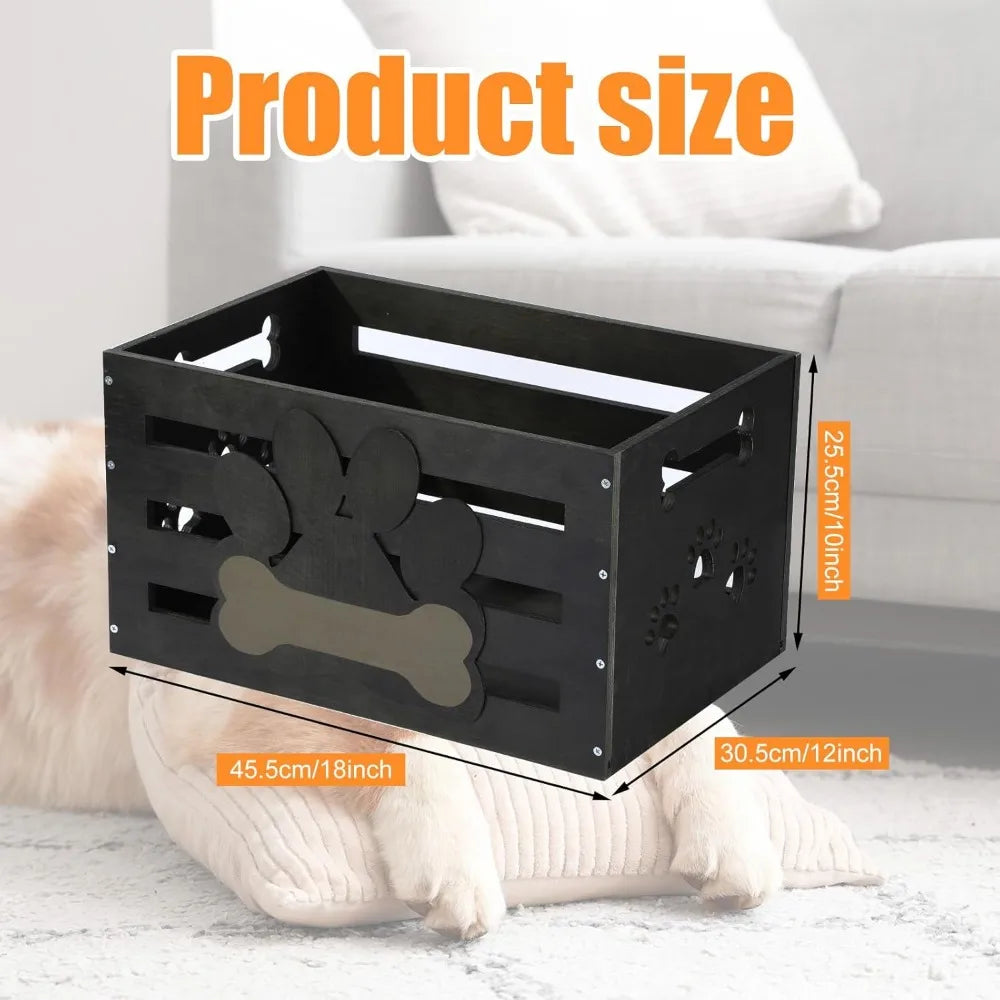Plastic Dog Toy Storage Basket With Handles And Paw Pattern