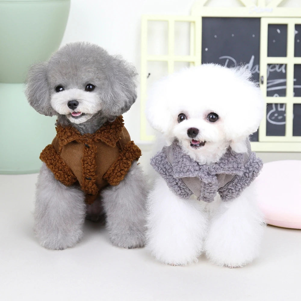 NONECN British Style Dog Jacket Lamb Fleece Winter Coat